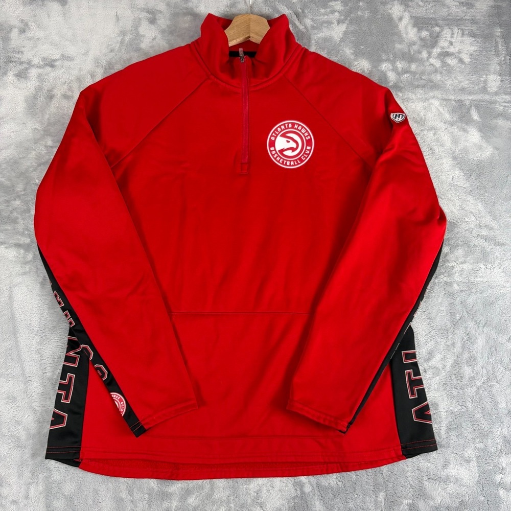 Atlanta Hawks Womens Large Basketball Club Pullover Jacket NBA 1/4 Zip